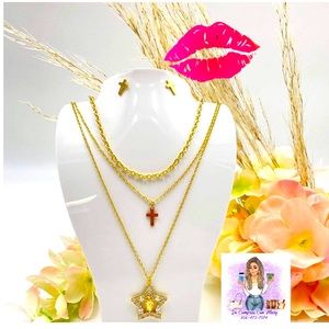 Beautiful 14K Gold  Plated  Stainless Steel Necklace set!